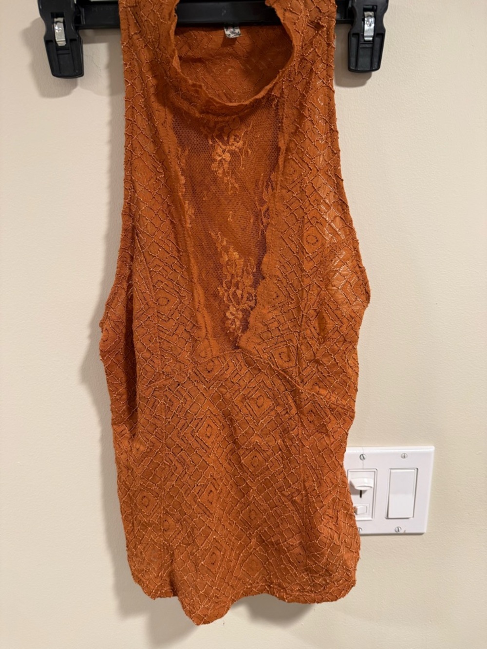Free People Intimately Burnt Orange Lace Halter Top SZ M